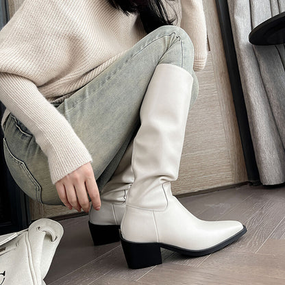 Charlotte – British Style Vegan Leather High Leg Boots
