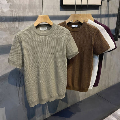 Dennis – Slim-fit Short-sleeved Shirt with Woven Texture