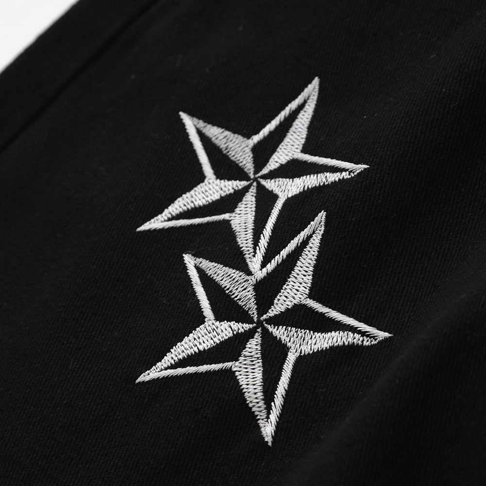 Alfred – Star Embroidered Wide-Leg Denim Pants