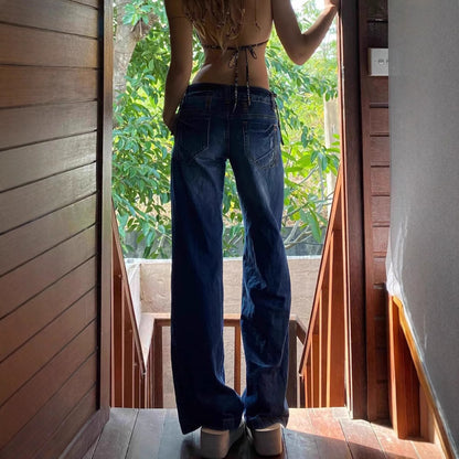 Joshua – Retro Low Waist Washed Straight Jeans