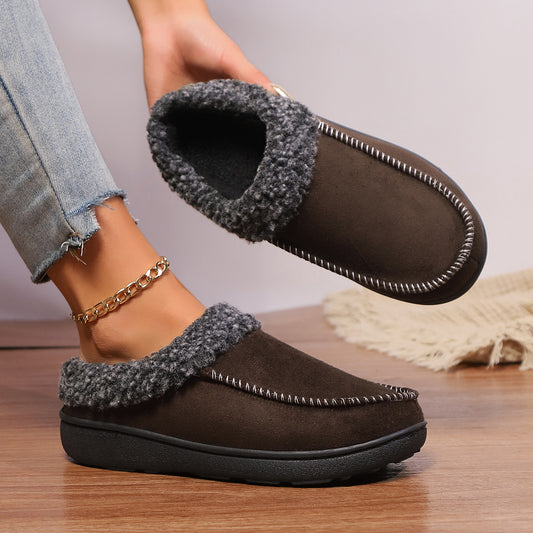 Tara – Cozy Indoor Cotton Slippers with Half-covered Heel