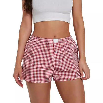 Michelle – Casual Plaid Beach Shorts