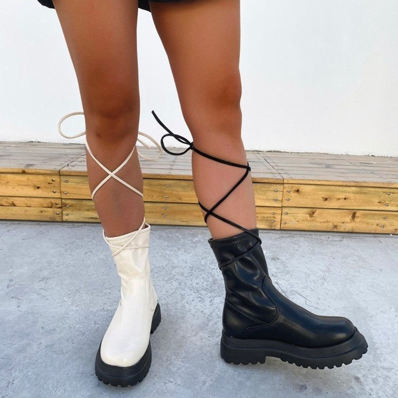 Amanda – Vegan Leather Platform Ankle Boots