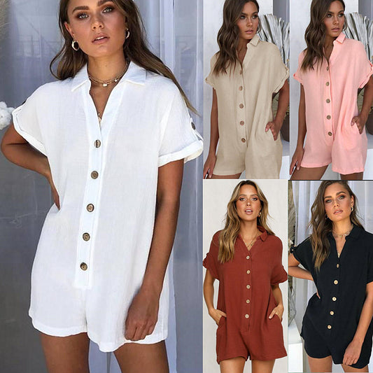 Natasha – Women's Polo Collar Button-Up Jumpsuit