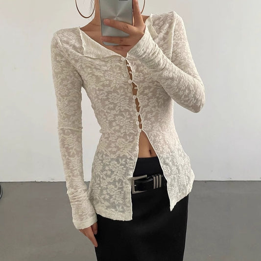 Heidi – Breathable Lace Cardigan T-shirt