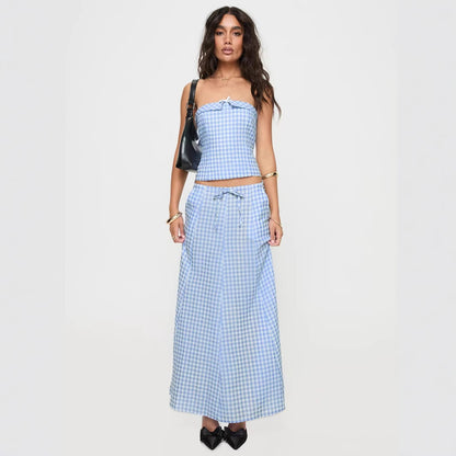 Holly – Backless Plaid Suit