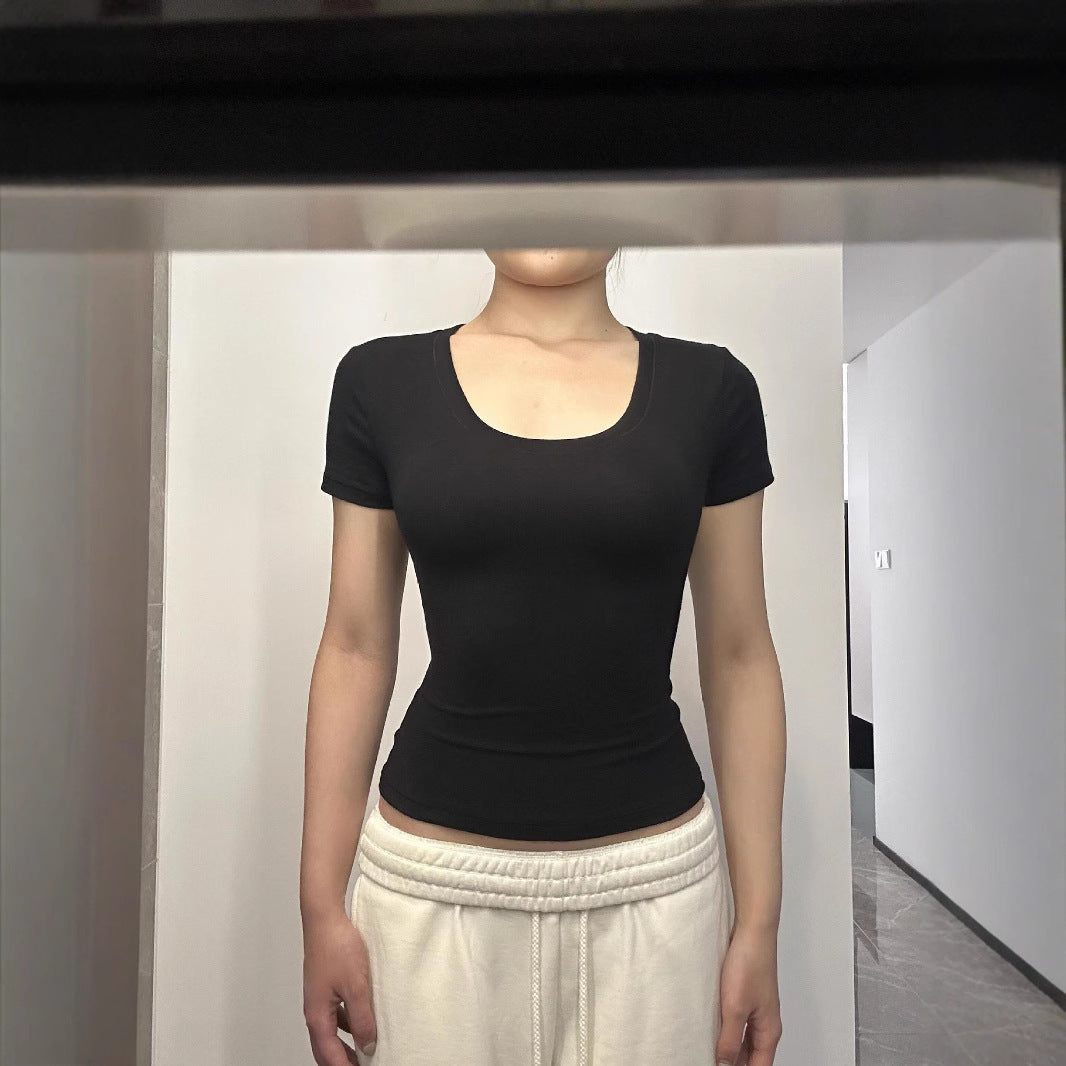 Adele – Women's Slim Fit Sports Top with U-Collar
