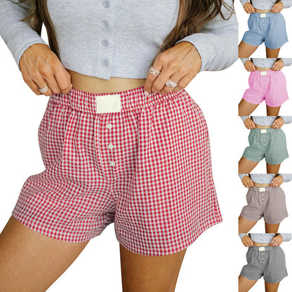 Georgina – Casual Cotton Plaid Shorts