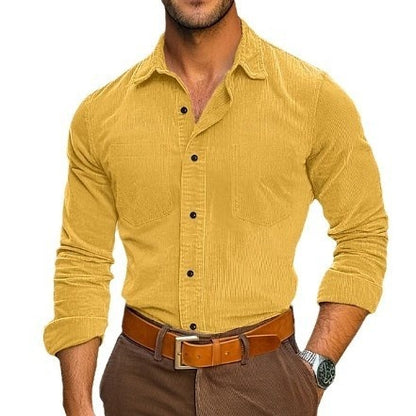 Joshua – Men's Leisure Corduroy Shirt with Polo Collar