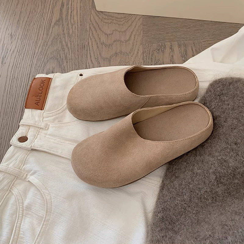 Victoria – Vegan Leather Slip-on Slippers with Thick Sole