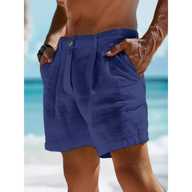 Samuel – Men's Linen Shorts with Button Pocket