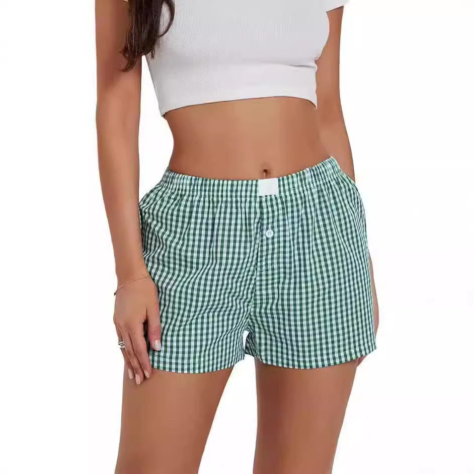 Michelle – Casual Plaid Beach Shorts