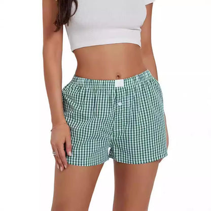Michelle – Casual Plaid Beach Shorts