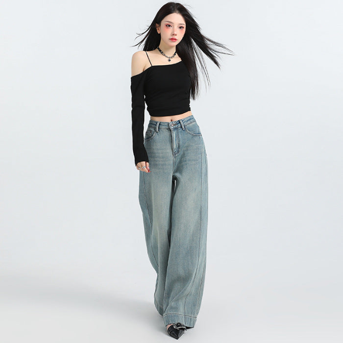 Abigail – Retro High Waist Wide Leg Jeans