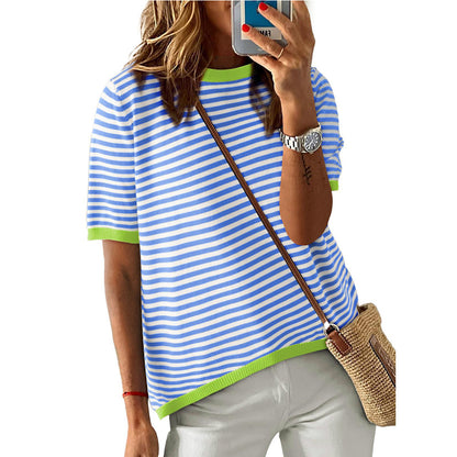 Rachel – Striped Contrast Color Casual Top