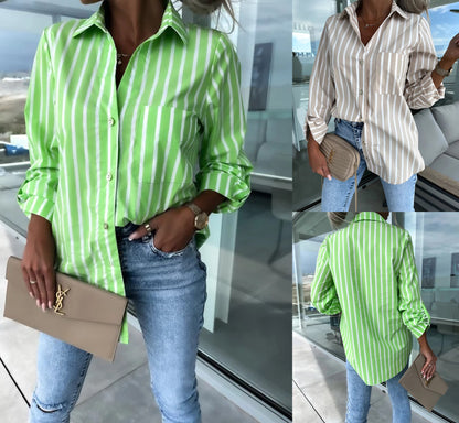 Kathleen – Elegant Long Sleeve Striped Shirt