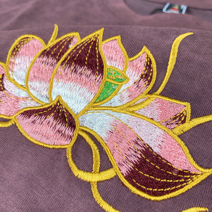 Tanya – Tie-dyed Lotus Embroidered Short Sleeve
