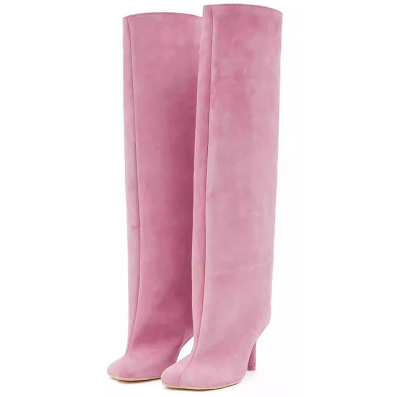 Andrea – Vegan Leather High-Heel Boots with Square Toe