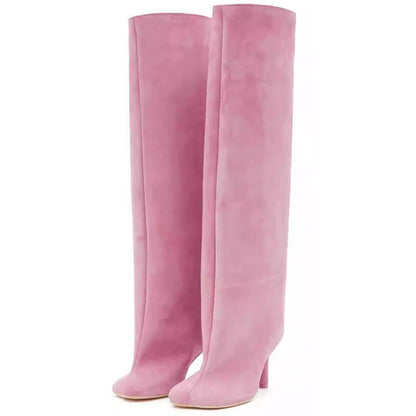 Andrea – Vegan Leather High-Heel Boots with Square Toe