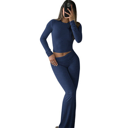 Claire – Casual Sportswear Suit with Bell-bottom Pants