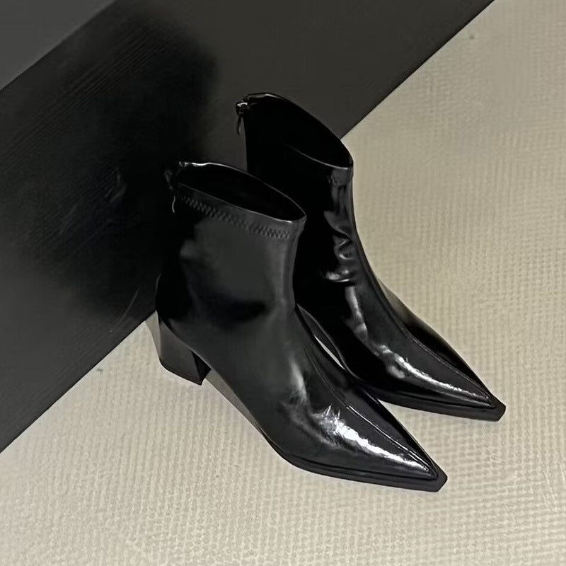 Tamara – Chunky Heel Vegan Leather Ankle Boots