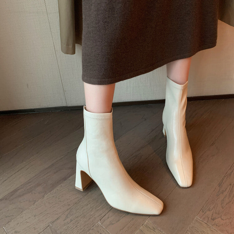 Julia – French Style Vegan Leather High Heel Boots