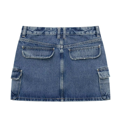 Linda – Denim Hip Skirt with Multi-Pocket