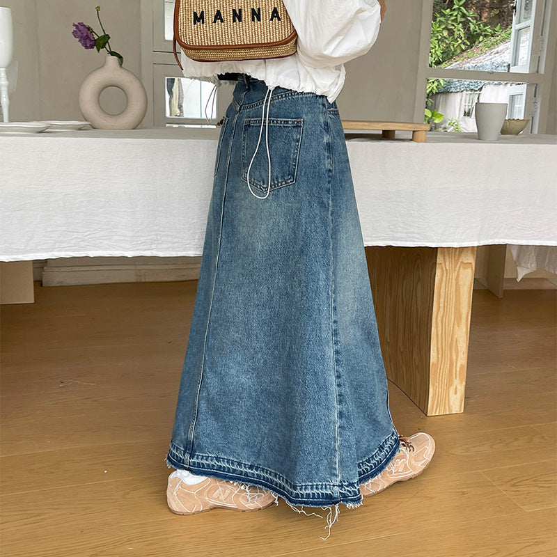 Carly – High Waist Retro Denim Skirt