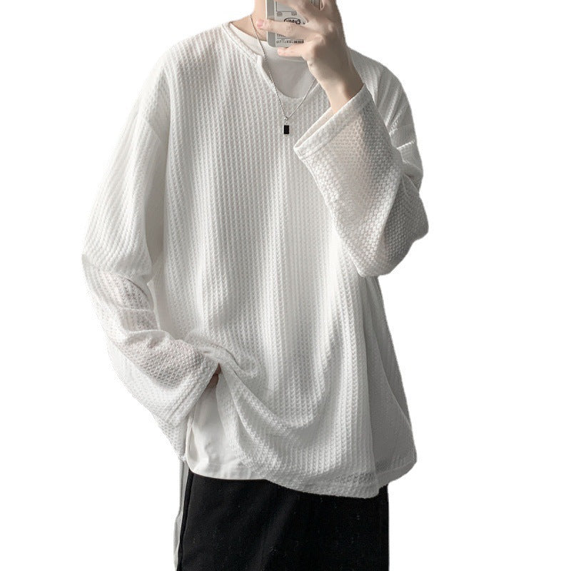 Felix – Loose Casual Waffle Long Sleeve Top