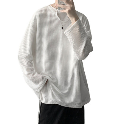 Felix – Loose Casual Waffle Long Sleeve Top