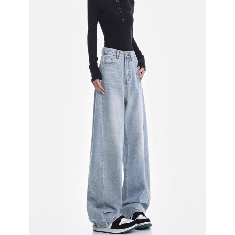 Melanie – Light Blue High Waist Retro Straight Pants