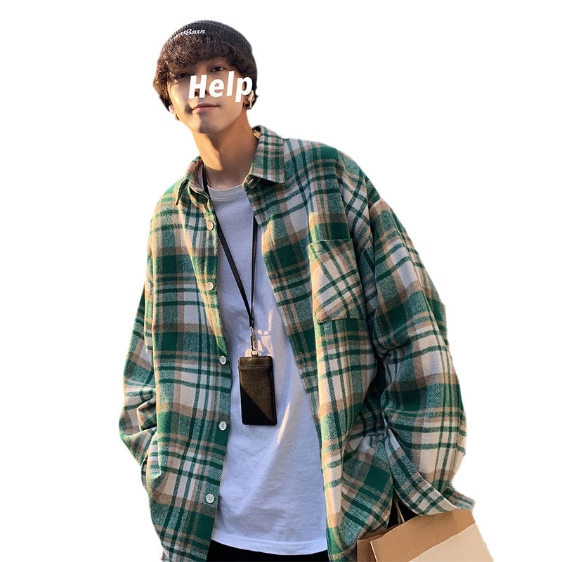Anthony – Men's Woolen Plaid Shirt with Long Sleeves