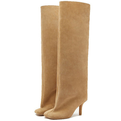 Andrea – Vegan Leather High-Heel Boots with Square Toe