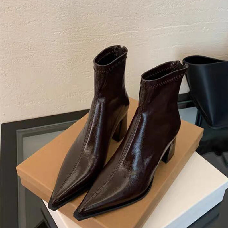 Tamara – Chunky Heel Vegan Leather Ankle Boots