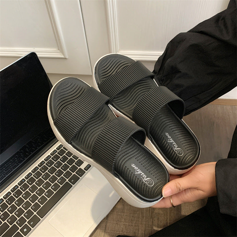 Emma – Thick-Soled Double-Strap Color-Block Slippers