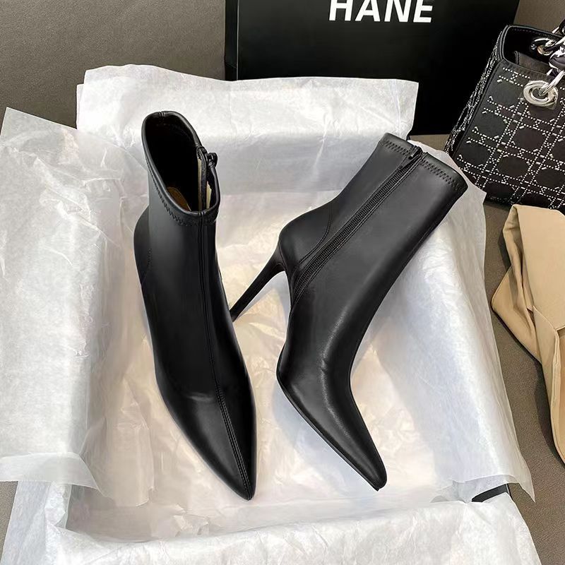 Sharon – Stiletto Heel Vegan Leather Martin Boots