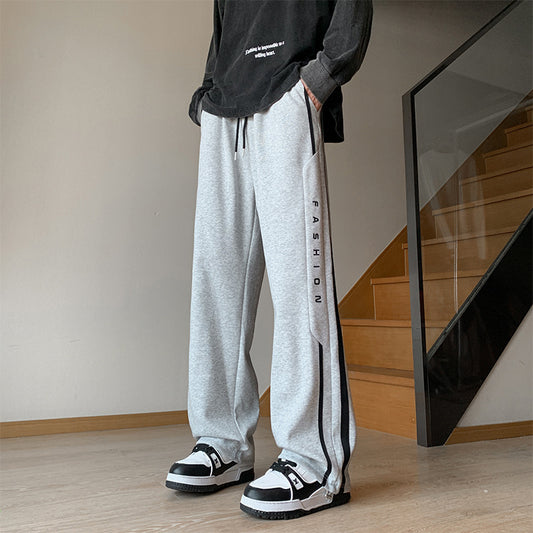 James – Gray Wide-Leg Casual Pants for Men