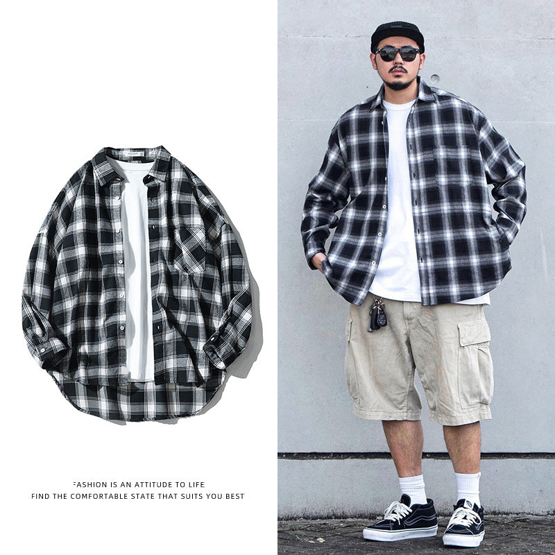 Wayne – Japanese Style Plaid Loose Workwear Jacket