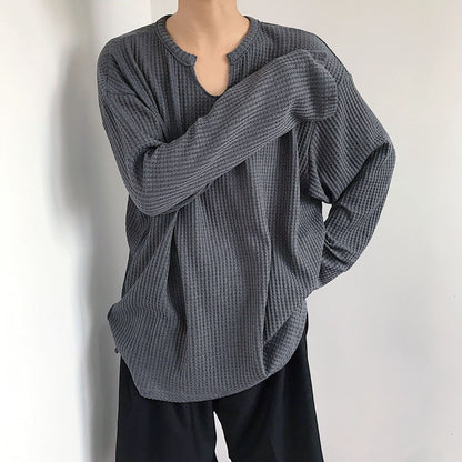 Felix – Loose Casual Waffle Long Sleeve Top