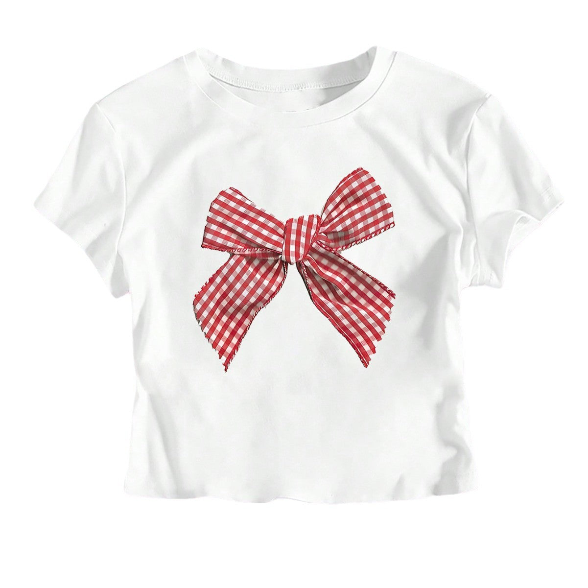 Catherine – Casual Short Top with Bow Print