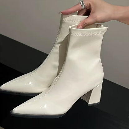 Tamara – Chunky Heel Vegan Leather Ankle Boots
