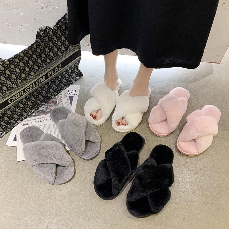 Kathleen – Fluffy Open Toe Vegan Slippers