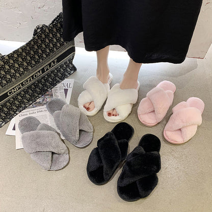 Kathleen – Fluffy Open Toe Vegan Slippers