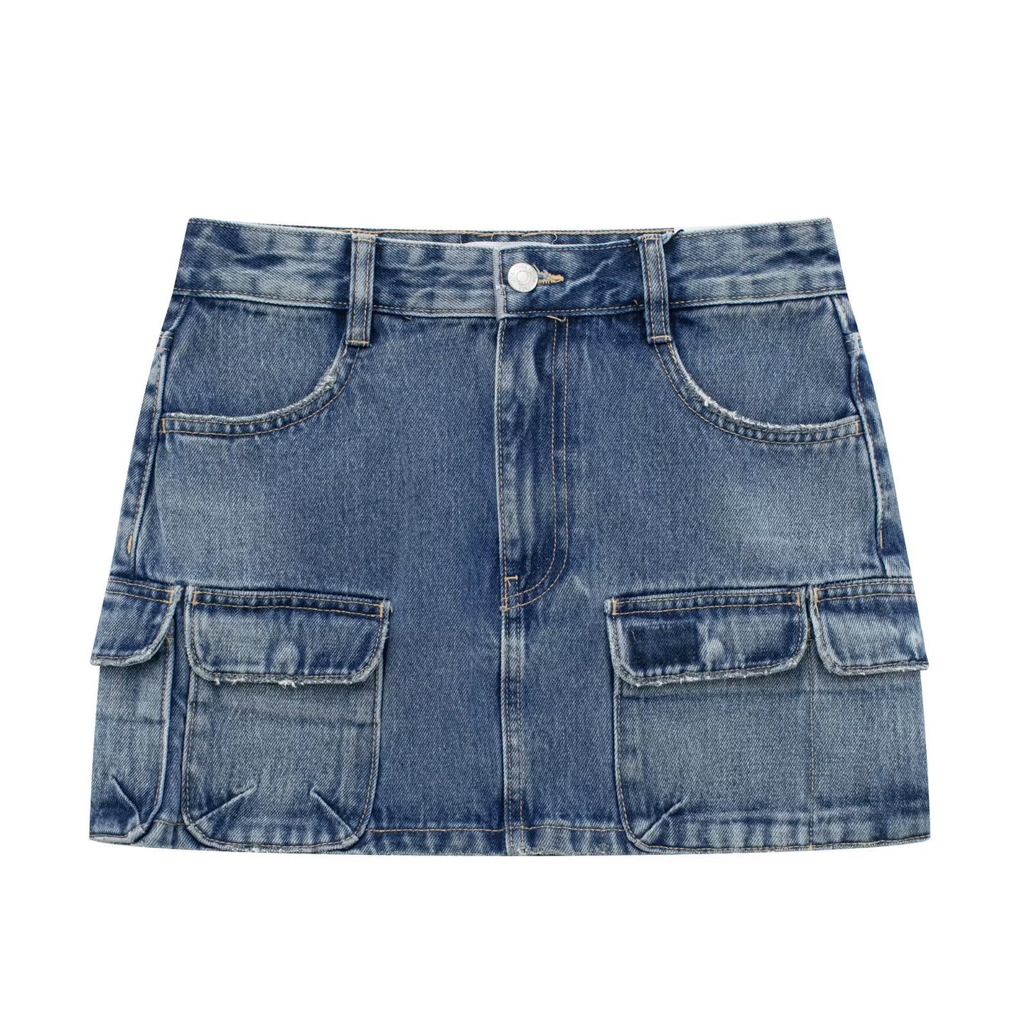 Linda – Denim Hip Skirt with Multi-Pocket