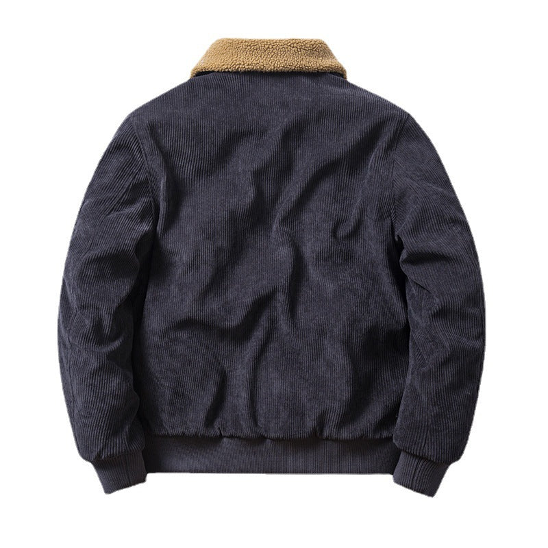 Doug – Men's Corduroy Cotton Coat with Fur Collar
