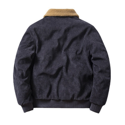 Doug – Men's Corduroy Cotton Coat with Fur Collar