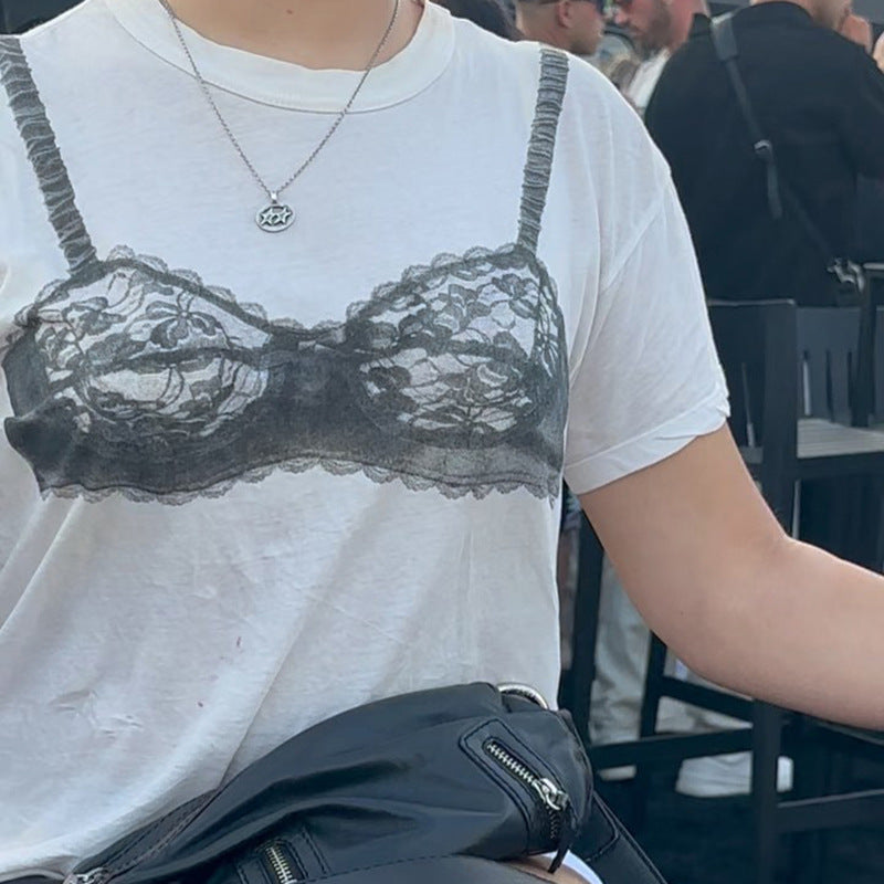 Hannah – Contrast Lace See-through Corset Top