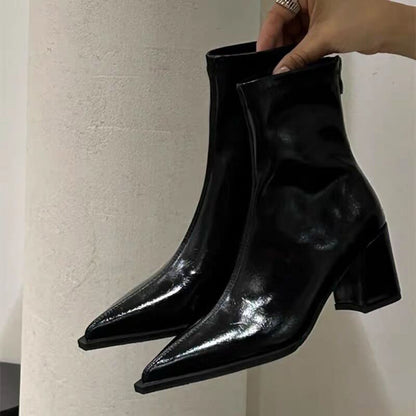 Tamara – Chunky Heel Vegan Leather Ankle Boots
