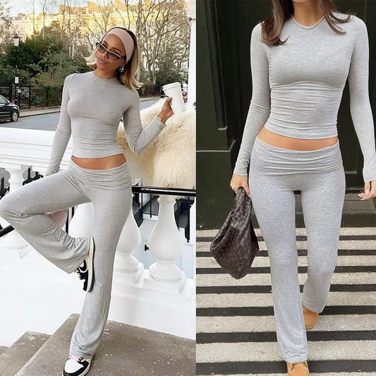 Claire – Casual Sportswear Suit with Bell-bottom Pants