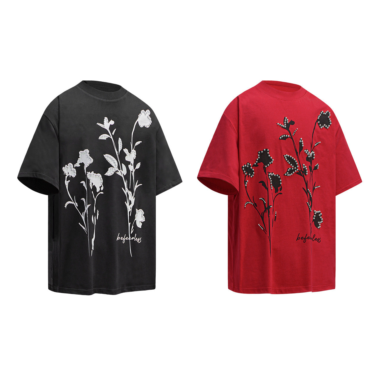 Stephen – Men's Floral Beaded Loose Short Sleeve